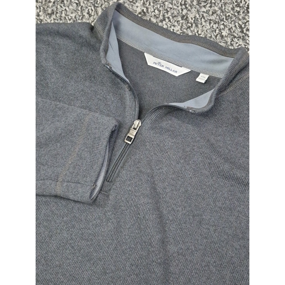 Peter Millar Crown Pullover‎ Sweater Fleece 1/4 Zip Men's XXL Black $160